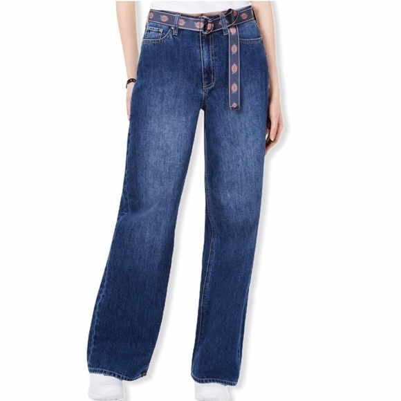 Dickies High Rise Wide-Leg Jeans with Logo Belt - Picture 6 of 7